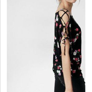Express Floral Shoulder Dolman Sleeve Blouse